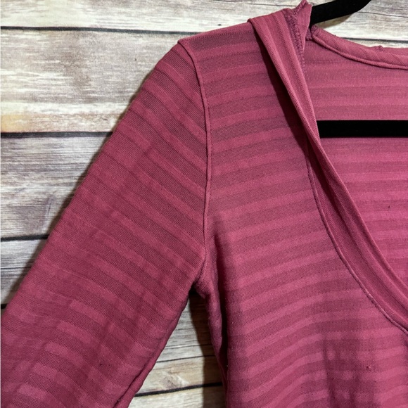 IBEX Wool Blend Long Sleeve V-Neck Hoodie Small Pink  B2 - Picture 3 of 7